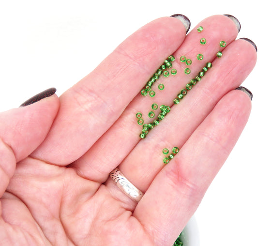 11 grams) 11/0 Japenese Seed Beads_Miyuki #15_Silver Lined Light Green