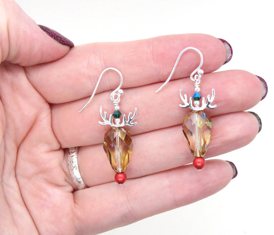 Kit) Crystal Reindeer Earrings Kit_ Goldfill and Vermeil_ Holiday Earring Kit_ Rudolph Earrings Kit