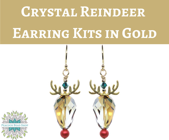 Kit) Crystal Reindeer Earrings Kit_ Goldfill and Vermeil_ Holiday Earring Kit_ Rudolph Earrings Kit