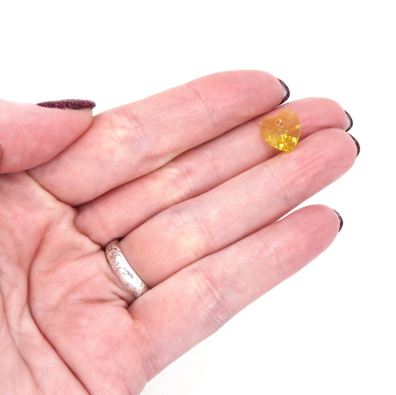4 pcs) 10.3x10mm Preciosa Crystal Heart Pendants_Sharp Yellow