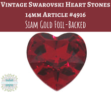  2 pcs) 14mm Vintage 90s Swarovski #4916 Heart Stones_Siam Gold Foil Back