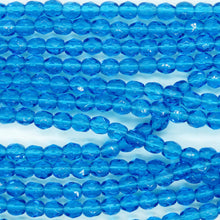  50 beads) 4mm Czech Firepolish Faceted Round Beads_Capri Blue