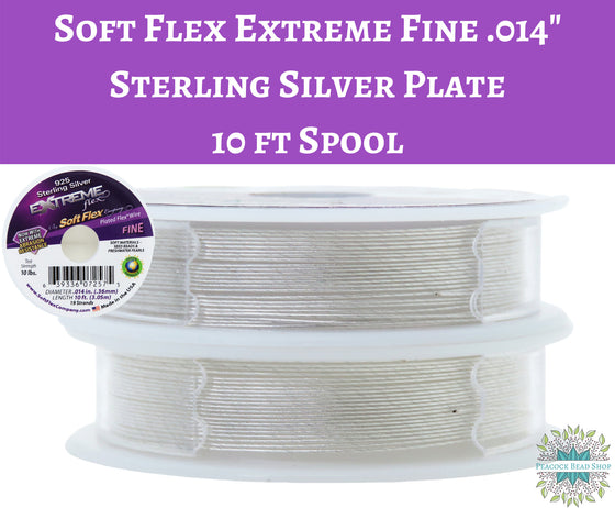 10 ft spool) Fine Soft Flex Extreme_.925 Sterling Silver Plated_Stainless Steel_.014 inch_10lb test