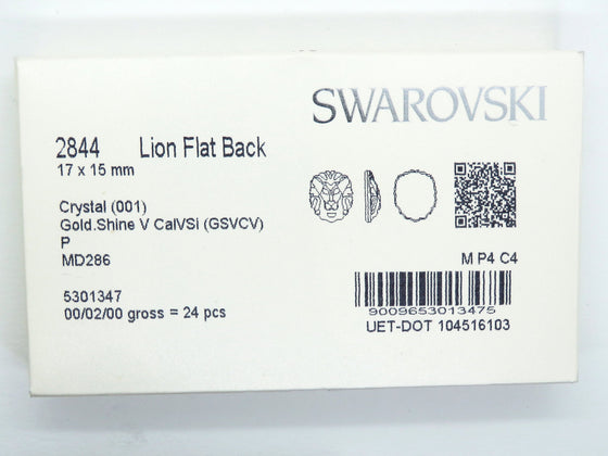 1 pc) 17x15mm Swarovski #2844 Lion Flatback Rhinestone_Golden Shine