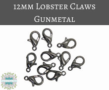  10 pieces) 12mm Gunmetal Lobster Claws