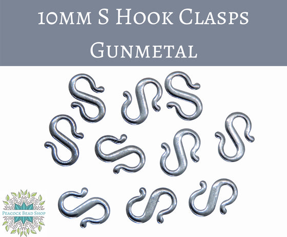 10 pieces) 10mm Gunmetal S Hook Clasps