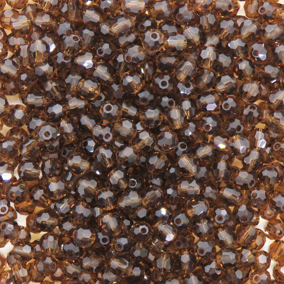 50 beads) 4mm Preciosa Crystal Round Beads_Smoked Topaz
