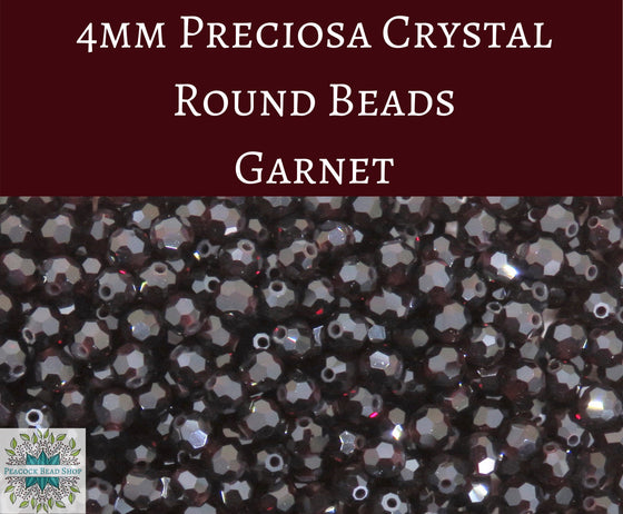 50 beads) 4mm Preciosa Crystal Round Beads_Garnet