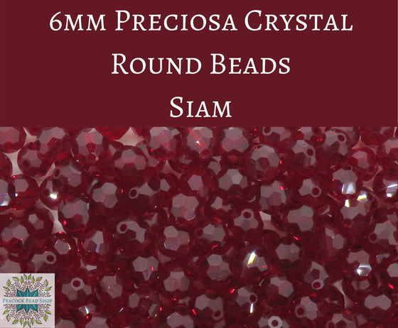 36 beads) 6mm Preciosa Crystal Round Beads_Siam Red