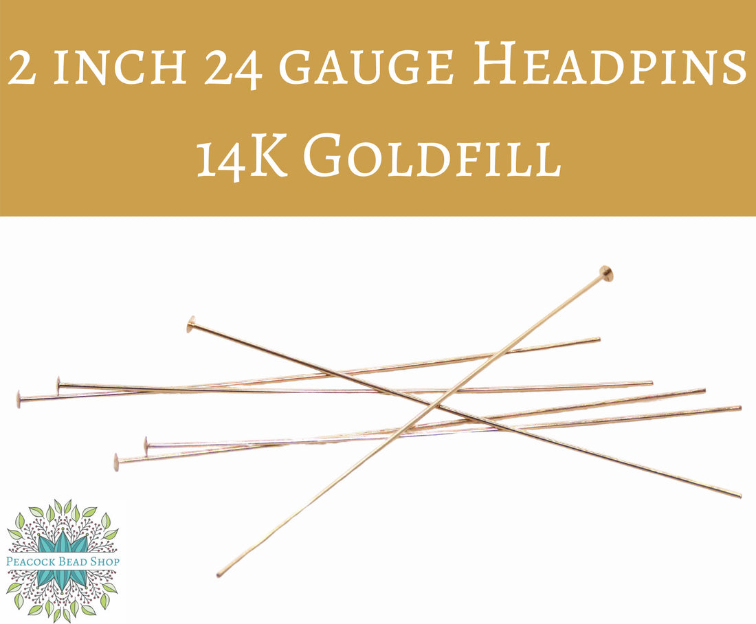  6 pcs) 14K Goldfill Headpins_2 inch 24 gauge_Gold-filled_Precious Metal