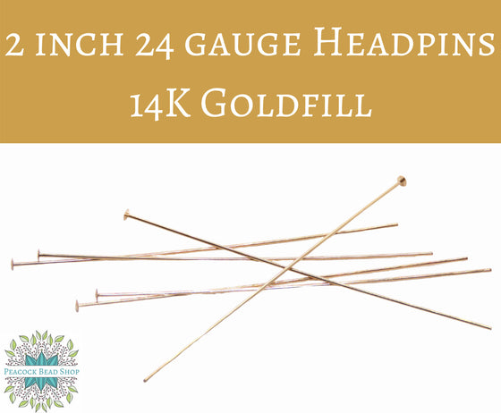 6 pcs) 14K Goldfill Headpins_2 inch 24 gauge_Gold-filled_Precious Metal