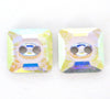 2 pcs) 12mm Swarovski Crystal Square Buttons_Article 3017