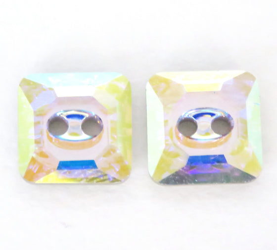 2 pcs) 12mm Swarovski Crystal Square Buttons_Article 3017