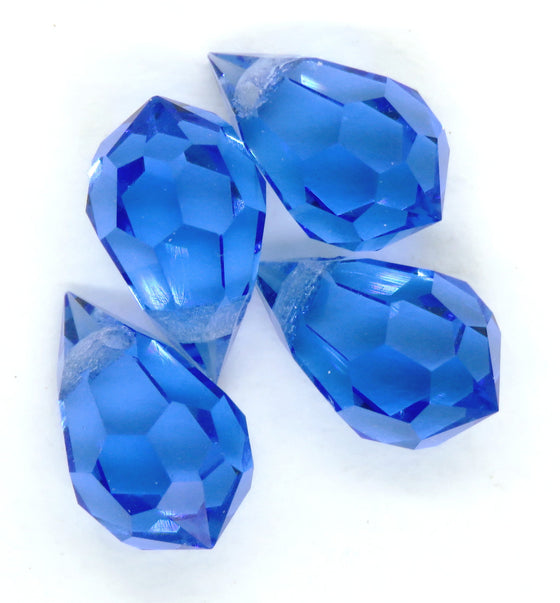 4 beads) 6x10mm Preciosa Crystal Drop Bead Pendants_Sapphire