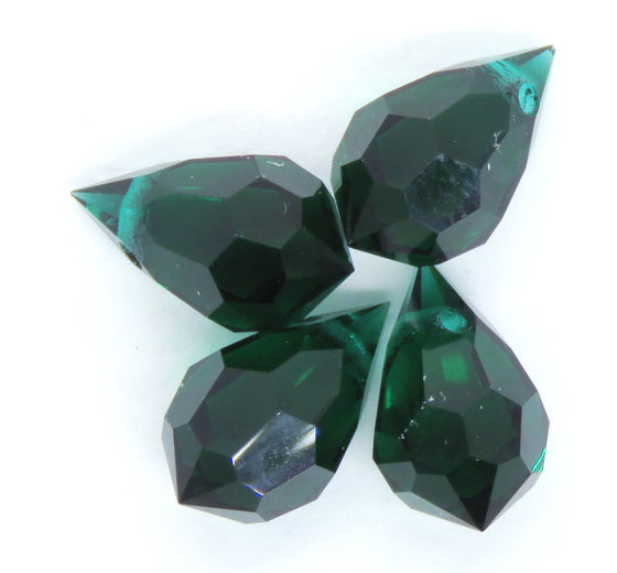 4 beads) 6x10mm Preciosa Crystal Drop Bead Pendants_Emerald