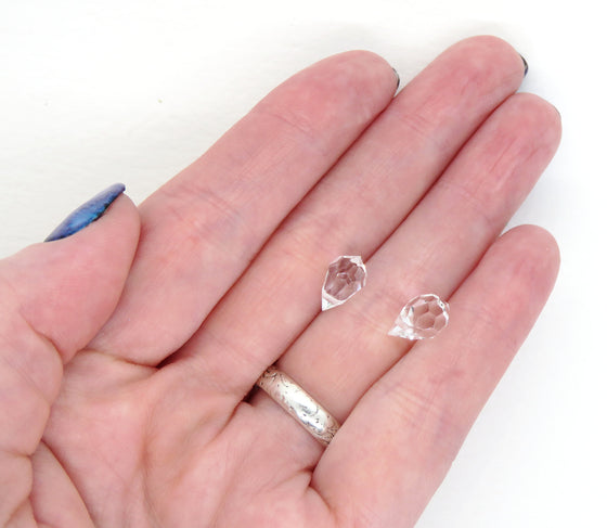4 beads) 6x10mm Preciosa Crystal Drop Bead Pendants_Crystal Clear