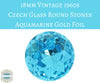 1 piece) 18mm Vintage Czech Glass Stone_Aquamarine Gold Foil Back