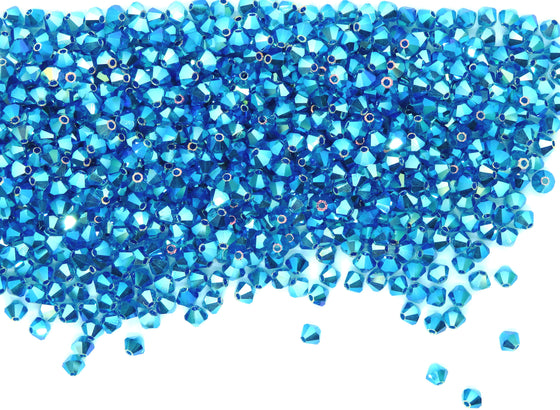 50 beads) 4mm Preciosa Crystal Bicones_Capri Blue 2xAB