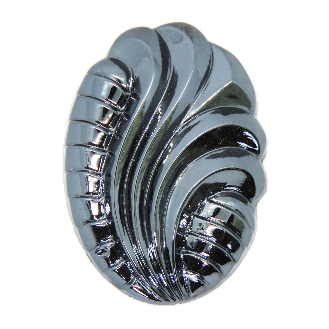  1 pc) 25x18mm 1940s West German Glass Swirl Cabochon_Metallic Hematite