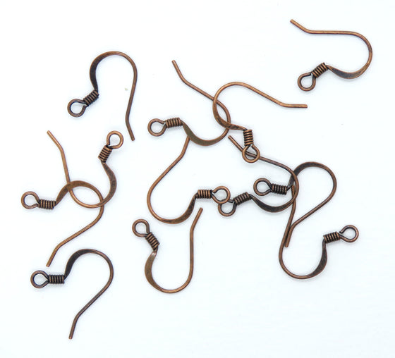 5 pair) 15x17mm Antiqued Copper Earwires_French Earwires_22 gauge_Lead Free_Nickel Free_Hammered Earwires_Jewelry Design