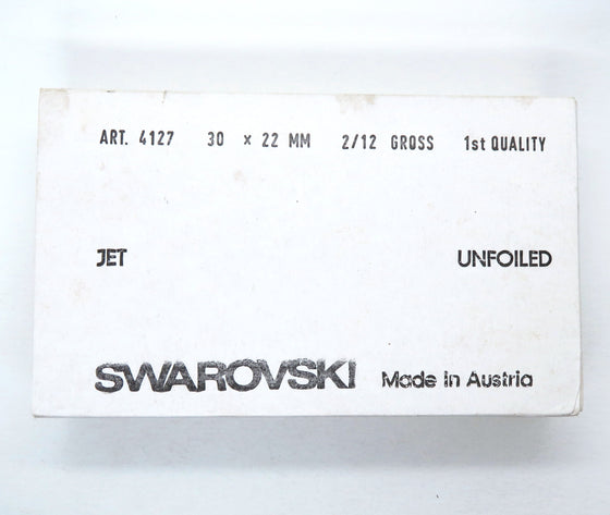 1 pc) 30x22mm Vtg 80s Swarovski Fancy Oval Stone #4127 Jet Unfoiled