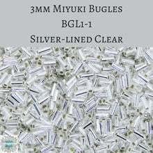  9 grams) 3mm Miyuki Bugle Beads #1 Silver-lined Clear