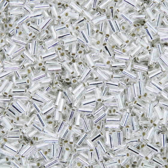 9 grams) 3mm Miyuki Bugle Beads #1 Silver-lined Clear