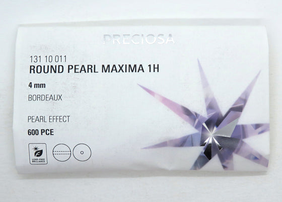 50 beads) 4mm Preciosa Crystal Pearls Bordeaux