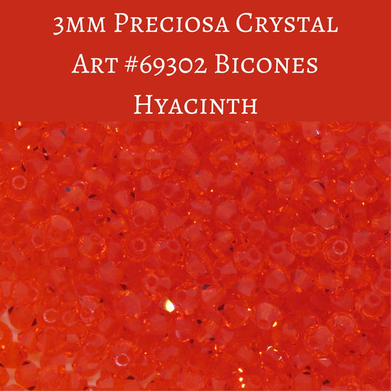 50 beads) 3mm Preciosa Crystal Bicones Hyacinth