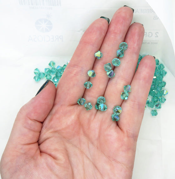 36 beads) 6mm Preciosa Crystal Bicones Caribbean Sea AB