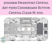  1 button) 30x16mm Swarovski Rectangle Chessboard Button Crystal M-foil Article #3093