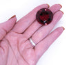1 pc) 27mm Glass Round Stone Siam Red
