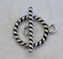  2 sets) 24mm Toggle Clasp_Twisted Rope_Antiqued Silver_Pewter
