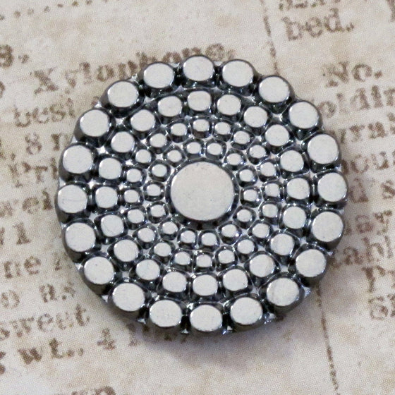 22.5mm Button Top Cabochon Metallic Antiqued Silver Circles Czech Glass Cab