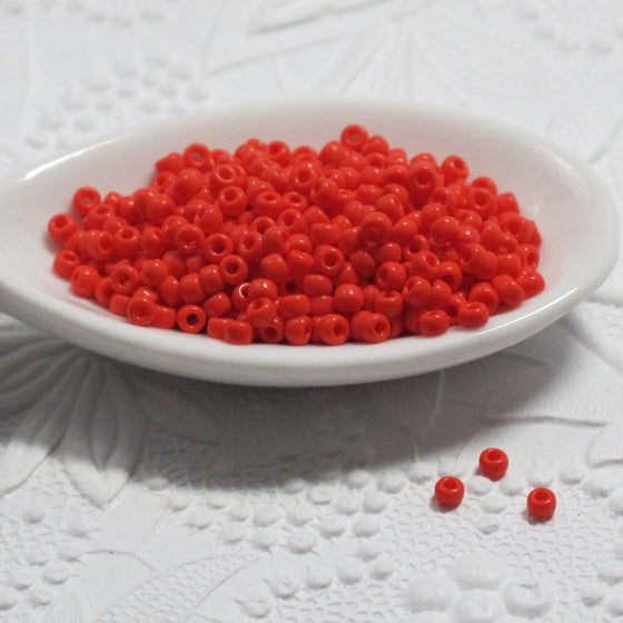 8/0 Japanese Seed Beads_Miyuki #407_Opaque Vermillion Red_10 grams_Glass Beads_Size 8_Beadweaving_Jewelry Design_