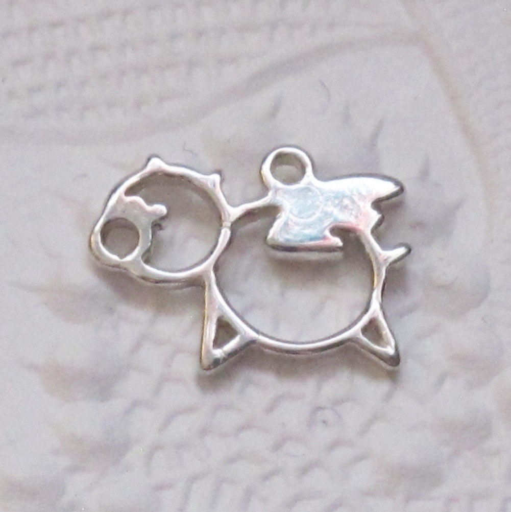  Flying PIG Charm_STERLING SILVER_12x9mm_Openwork_Farm_When Pigs Fly_Pendant