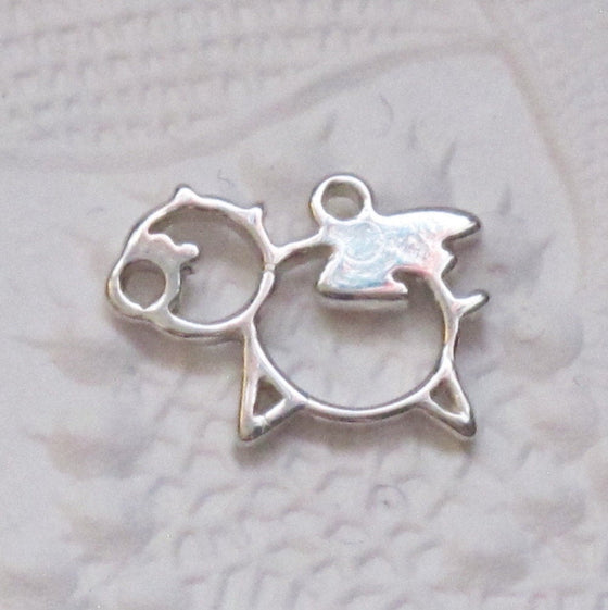 Flying PIG Charm_STERLING SILVER_12x9mm_Openwork_Farm_When Pigs Fly_Pendant