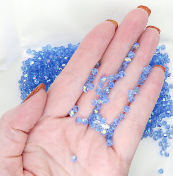 50 beads) 4mm Discontinued KaiYue Crystal Bicones Light Sapphire AB