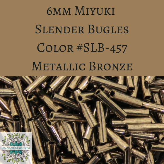 7.5 grams) 6mm Miyuki Slender Bugles #SLB-457 Metallic Bronze
